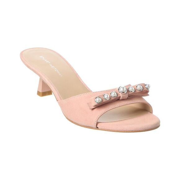 Stuart Weitzman Luella 50 Suede Sandal Beige